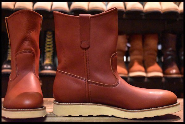 【11B 箱付 DEAD 緑犬タグ 95年】レッドウィング 866 ペコス オロラセット 赤茶 クッションソール ブーツ redwing pecos  HOPESMORE