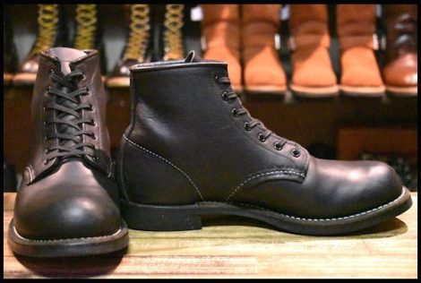 【8D 良品 09年】レッドウィング 9160 ブラックスミス 黒 ブラック プレーントゥ ラウンドトゥ 編み上げ ブーツ redwing  HOPESMORE