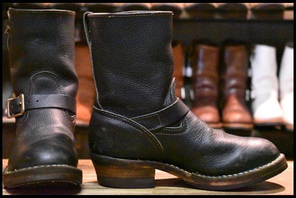 【8E 良品 11年】WESCO ウエスコ カスタムボス シボ革 ブラック 黒 ビブラム705ダブルミッド 9インチハイト ブーツ HOPESMORE