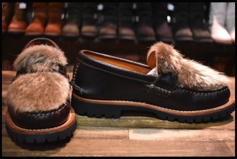 【8.5E 良品】YUKETEN ユケテン Penny Loafer ペニーローファー Beaver Hair ビーバー ワックスブラウン 毛皮 短靴  ブーツ HOPESMORE