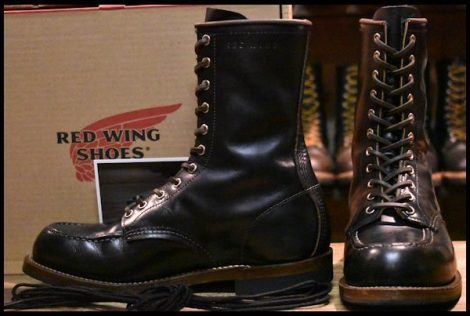 【9.5E 箱付 良品 110周年限定 15年】レッドウィング 2015 ハンツマン 黒 クローンダイク ロング 茶芯 編み上げ ブーツ redwing HOPESMORE