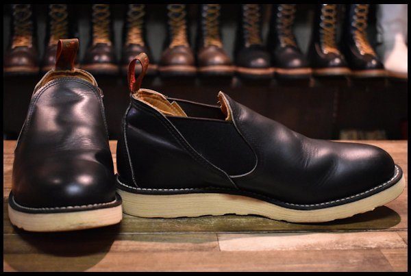 【8E 良品 90’S】レッドウィング 8142 サイドゴア 黒 ブラッククローム ローカット 短靴 ブーツ redwing HOPESMORE