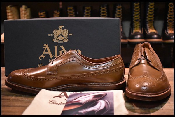 【11D 箱付 未使用】ALDEN オールデン 97891 ロングウイングチップ ウイスキー コードバン 茶 短靴 レースアップ ブーツ  HOPESMORE