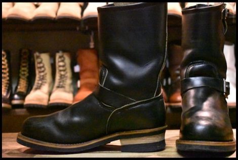 【8.5D 良品 PT91プリント】レッドウィング 2268 エンジニア 黒 ブラッククローム スチールトゥ ブーツ redwing HOPESMORE