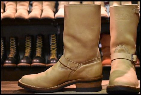 【8.5D 良品 10年】WESCO ウエスコ ナローボス エンジニア バーラップ ベージュ ビブラム700 ローラーバックル ブーツ BOSS HOPESMORE