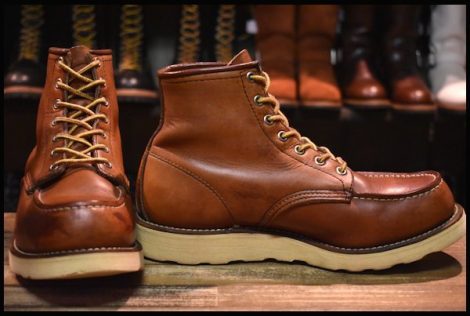 【7.5E 良品 裏半円犬タグ 91年7月刻印】レッドウィング 875 アイリッシュセッター 赤茶 オロラセット モック ブーツ redwing HOPESMORE