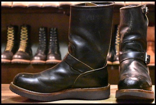 【8D 中古 PT83 91年02月刻印 ビブラムカスタム】レッドウィング 2268 エンジニア ブラッククローム スチール ブーツ redwing  HOPESMORE