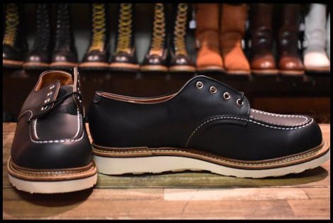 【12D 箱付 未使用 18年】レッドウィング 8106 オックスフォード 黒 ブラッククローム モックトゥ ローカット ブーツ redwing HOPESMORE