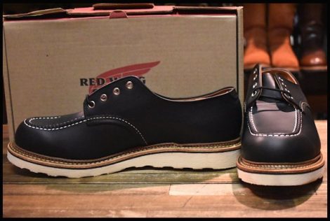 【12D 箱付 未使用 18年】レッドウィング 8106 オックスフォード 黒 ブラッククローム モックトゥ ローカット ブーツ redwing HOPESMORE