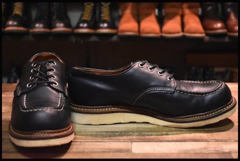 【9D 良品 10年】レッドウィング 8106 オックスフォード 黒 ブラッククローム モックトゥ ローカット 短靴 ブーツ redwing HOPESMORE