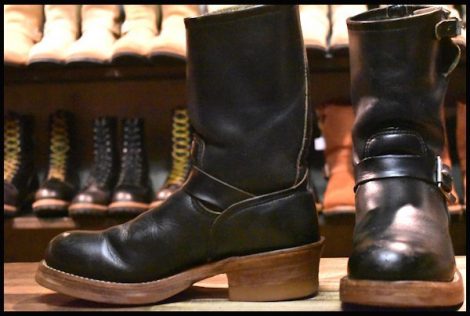 【8D 良品 PT91プリント 96年 ビブラムカスタム】レッドウィング 2268 エンジニア ブラッククローム スチール ブーツ redwing HOPESMORE