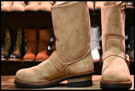 【6.5D 美品 18年】レッドウィング 9269 スエード エンジニア タン ブルハイド ラフアウト スチールトゥ ブーツ redwing HOPESMORE