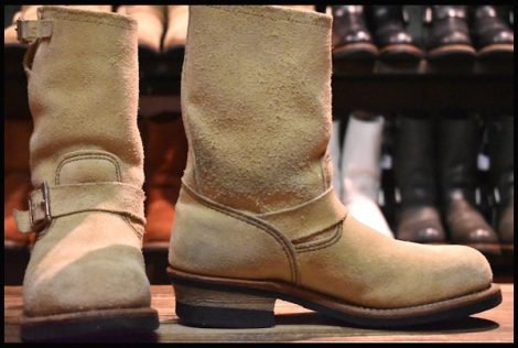 【7D 良品 12年】レッドウィング 8268 スエード エンジニア ラフアウト スチールトゥ ベージュ ブーツ redwing HOPESMORE