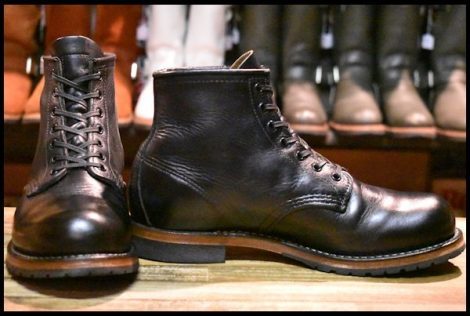 【8D 良品 07年】レッドウィング 9014 ベックマン 黒 ブラック フェザーストーン プレーントゥ 編み上げ ブーツ redwing HOPESMORE