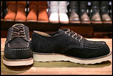 【7D 箱付 美品 19年】レッドウィング 9893 黒スエード オックスフォード ブラック ラフアウト ローカット 短靴 ブーツ redwing HOPESMORE