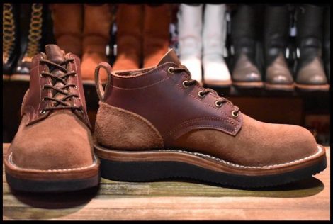 【9.5E 美品】NICKS オックスフォードスムース チョコレート スムース×ラフアウト 茶 ビブラム2021ハーフスリップ ブーツ HOPESMORE