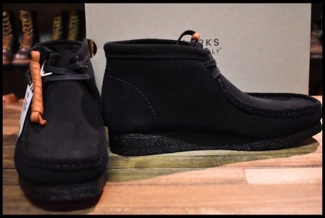 【US9.5 箱付 未使用】Clarks クラークス Wallabee Boots ワラビーブーツ ブラックスエード ラフアウト モックトゥ ミドルカット HOPESMORE