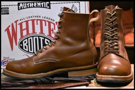 【9D 箱付 美品 Division Road別注】WHITE’S ホワイツ スモークジャンパー DV375-MV ブリティッシュタン 茶 ビブラム430 ブーツ HOPESMORE