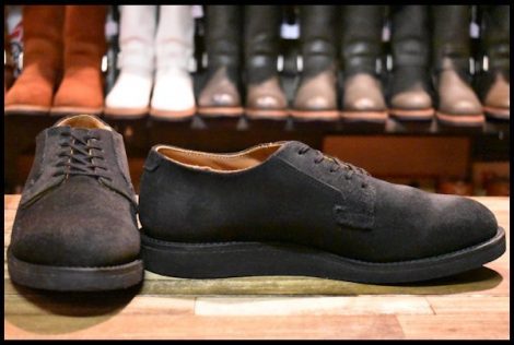【9.5D 箱付 美品 18年】レッドウィング 9112 黒スエード ポストマン オックスフォード ブラック 短靴 編み上げ ブーツ redwing HOPESMORE