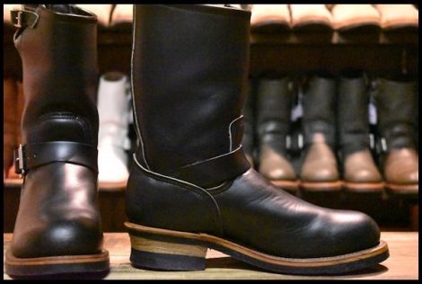 【8D 箱付 美品 PT91刺繍 98年】レッドウィング 2268 エンジニア 黒 ブラッククローム スチールトゥ ブーツ redwing HOPESMORE