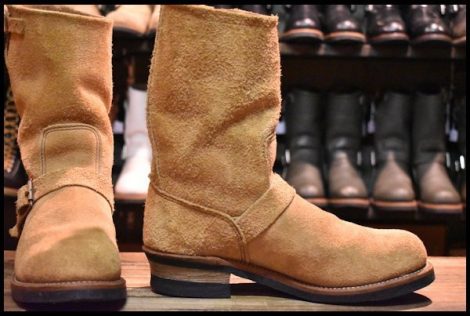 【9D 箱付 良品 18年】レッドウィング 9269 スエード エンジニア タン ブルハイド ラフアウト スチールトゥ ブーツ redwing HOPESMORE