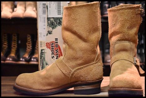 【9D 箱付 良品 18年】レッドウィング 9269 スエード エンジニア タン ブルハイド ラフアウト スチールトゥ ブーツ redwing HOPESMORE
