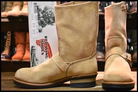【9.5D 箱付 美品 18年】レッドウィング 9269 エンジニア タン ブルハイド ラフアウト スチールトゥ ベージュ ブーツ redwing HOPESMORE