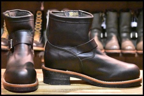 【9E 未使用 黒タグ】Chippewa チペワ 1901M10 ショートエンジニア 7インチハイト ブラック 黒 スチールトゥ 2976 ブーツ HOPESMORE