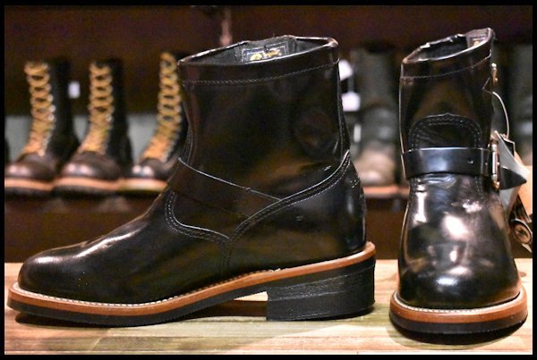 【9E 未使用 黒タグ】Chippewa チペワ ショート エンジニア 99951 黒 ブラック 7インチハイト ブーツ HOPESMORE