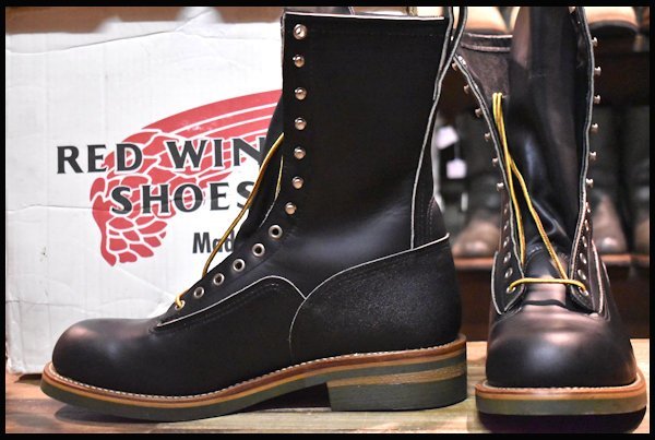 【11.5E 箱付 DEAD 羽タグ】レッドウィング 919 ロガー 黒 ブラッククローム 緑ソール ロング 編み上げ ブーツ redwing HOPESMORE