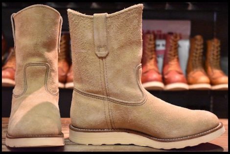 【8E 箱付 美品 羽タグ 98年】レッドウィング 8168 スエード ペコス タン ラフアウト ベージュ ブーツ redwing pecos HOPESMORE