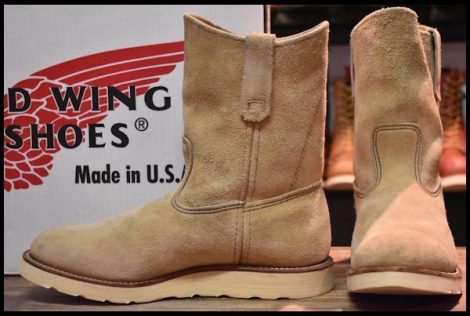 【8E 箱付 美品 羽タグ 98年】レッドウィング 8168 スエード ペコス タン ラフアウト ベージュ ブーツ redwing pecos HOPESMORE