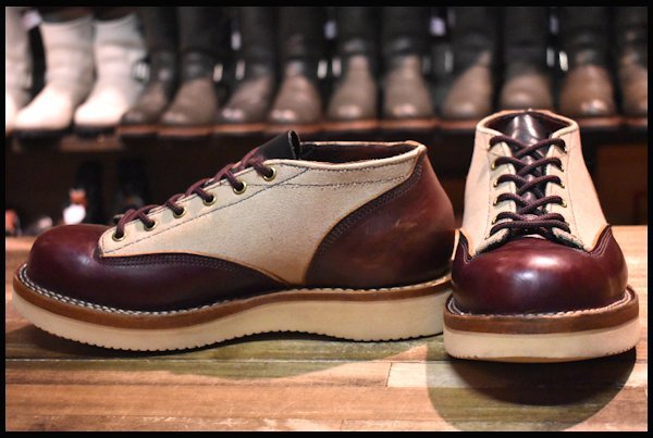 【UK8 良品】VIBERG ヴァイバー オックスフォードLTT ブラウン×クリームキャンバス ローカット ツートン ヴァイバーグ ブーツ  HOPESMORE