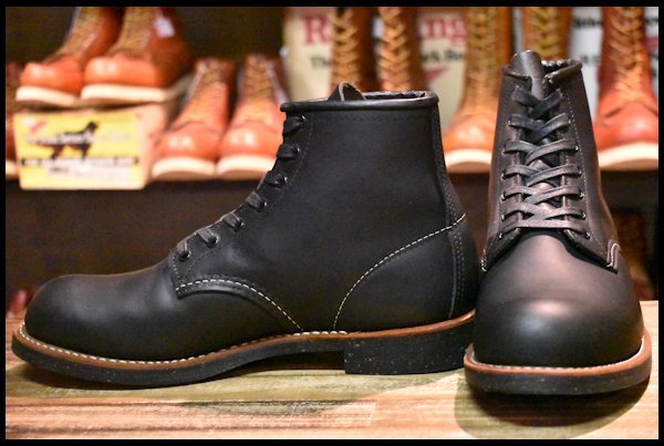 【8D 美品 17年】レッドウィング 9160 ブラックスミス 黒 ブラック プレーントゥ ラウンドトゥ 編み上げ ブーツ redwing  HOPESMORE