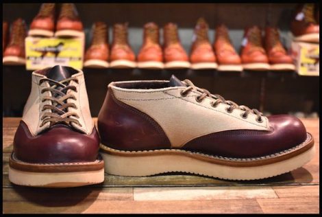 【UK7 良品】VIBERG ヴァイバー オックスフォードLTT ブラウン×クリームキャンバス ローカット ツートン ヴァイバーグ ブーツ HOPESMORE