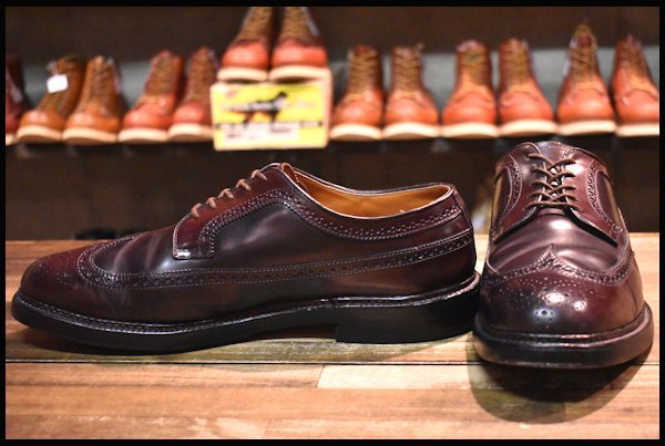 【11E 良品】ALDEN オールデン 975 ロングウイングチップ #8 バーガンディ コードバン ローカット 短靴 シューズ ブーツ  HOPESMORE