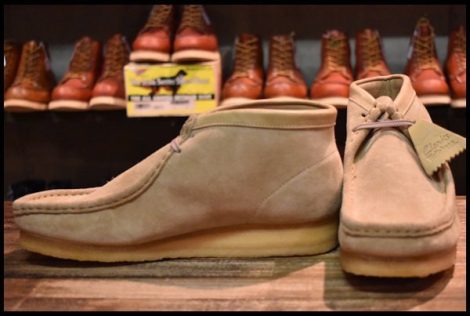 【10M 未使用】Clarks クラークス Wallabee Boots ワラビーブーツ 35405 サンド スエード モック ミドルカット 編み上げ ブーツ HOPESMORE