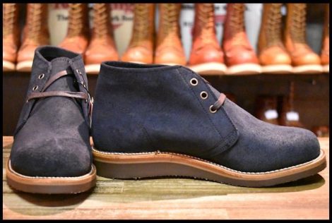 【7.5E 箱付 未使用 刺繍縄タグ復刻】Chippewa チペワ チャッカ ブーツ 1901G07 ネイビースエード HOPESMORE