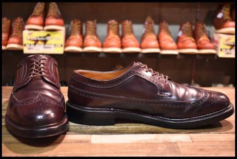 【11E 良品】ALDEN オールデン 975 ロングウイングチップ #8 バーガンディ コードバン ローカット 短靴 シューズ ブーツ HOPESMORE