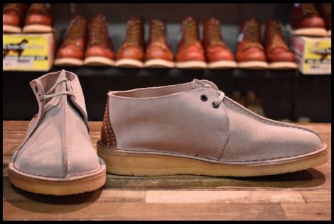 【UK8 DEAD ENGLAND製】Clarks クラークス デザートトレック サンドスエード グレー イングランド製 チャッカ 編み上げ ブーツ HOPESMORE