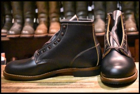 【8.5D 未使用 22年】レッドウィング 9060 ベックマン ブラッククローンダイク 黒 茶芯 フラットボックス ブーツ redwing HOPESMORE