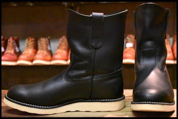 【8.5E 良品 10年】レッドウィング 8169 ペコス 黒 ブラッククローム クッションソール プルオン ブーツ redwing pecos  HOPESMORE