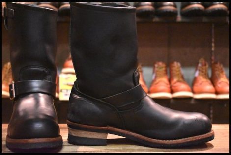 【10D 良品 09年】レッドウィング 2268 エンジニア 黒 ブラッククローム スチールトゥ 編み上げ レースアップ ブーツ redwing HOPESMORE