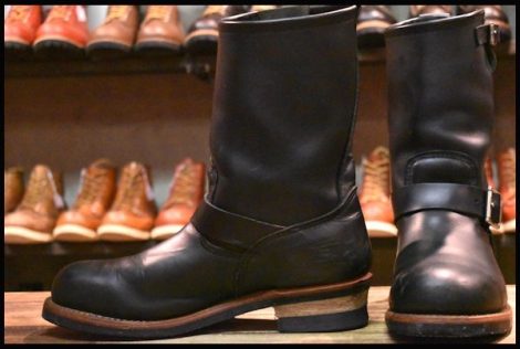 【10D 良品 09年】レッドウィング 2268 エンジニア 黒 ブラッククローム スチールトゥ 編み上げ レースアップ ブーツ redwing HOPESMORE