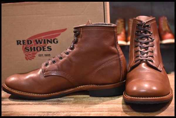 【10D 箱付 美品 18年】レッドウィング 9063 ベックマン チーク フェザーストーン 茶 フラットボックス ブーツ redwing  HOPESMORE