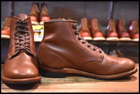 【10D 箱付 美品 18年】レッドウィング 9063 ベックマン チーク フェザーストーン 茶 フラットボックス ブーツ redwing HOPESMORE