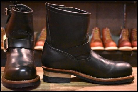 【7.5D 箱付 美品 11年】レッドウィング 2976 ショート エンジニア 黒 ブラッククローム スチールトゥ ブーツ redwing HOPESMORE