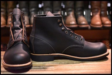 【9D 箱付 未使用 23年】レッドウィング 3345 ブラックスミス 黒 プレーリー プレーントゥ レースアップ ブーツ redwing HOPESMORE