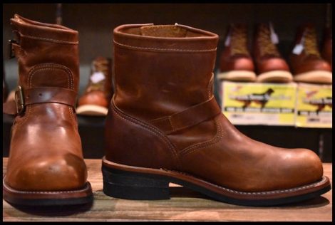 【7E 良品 白タグ】Chippewa チペワ 91065 ショートエンジニア ブラウン タンレネゲード スチールトゥ ブーツ HOPESMORE