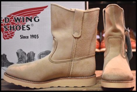 【7.5E 箱付 未使用 09年】レッドウィング 8168 スエード ペコス ホーソーン ラフアウト ベージュ ブーツ redwing pecos HOPESMORE